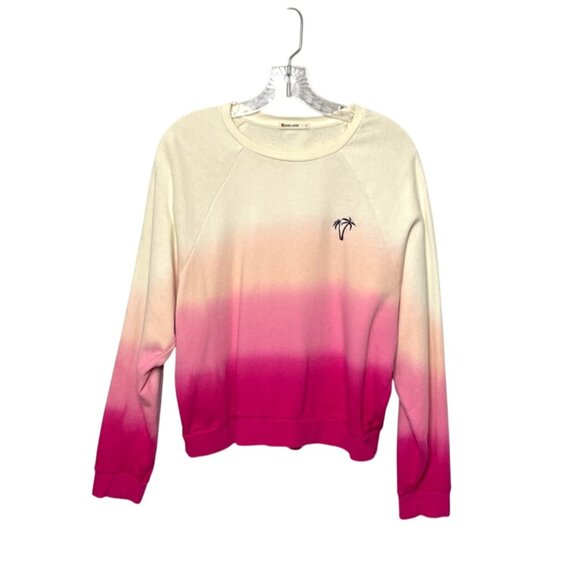 Marine Layer Tops - Marine Layer Ombre Palm Crewneck Sweatshirt in Cream and Pink